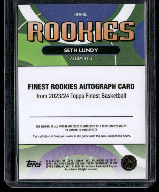 2023-24 Finest Seth Lundy Rookie Finest Auto Blue Geometric /99