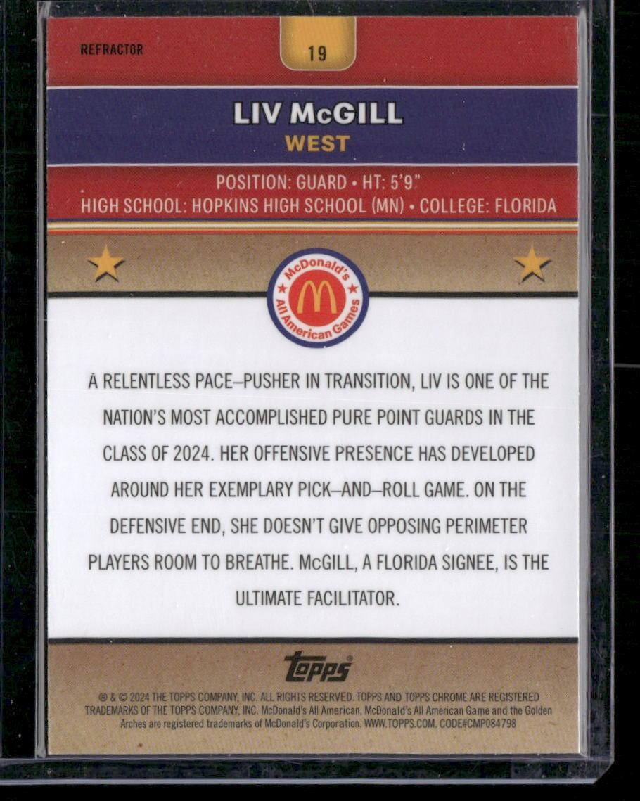 2024 Topps Chrome McDonald's All-American #19 Liv McGill American - Refractor