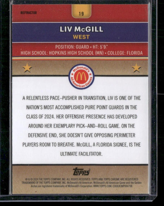 2024 Topps Chrome McDonald's All-American #19 Liv McGill American - Refractor