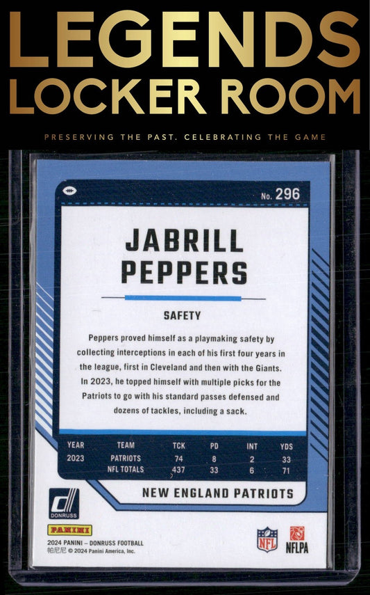 2024 Donruss #296 Jabrill Peppers Press Proof Red