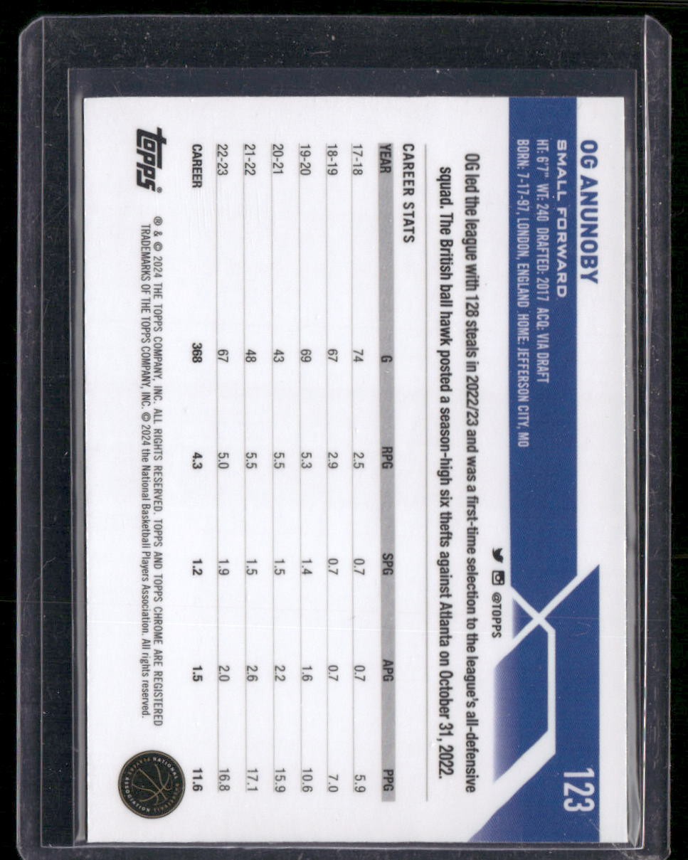 2023-24 Topps Chrome #123 OG Anunoby Purple Geometric #/119