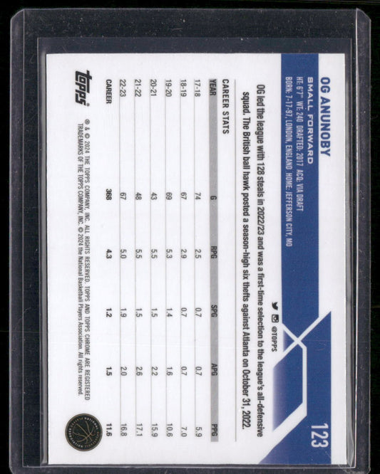 2023-24 Topps Chrome #123 OG Anunoby Purple Geometric #/119