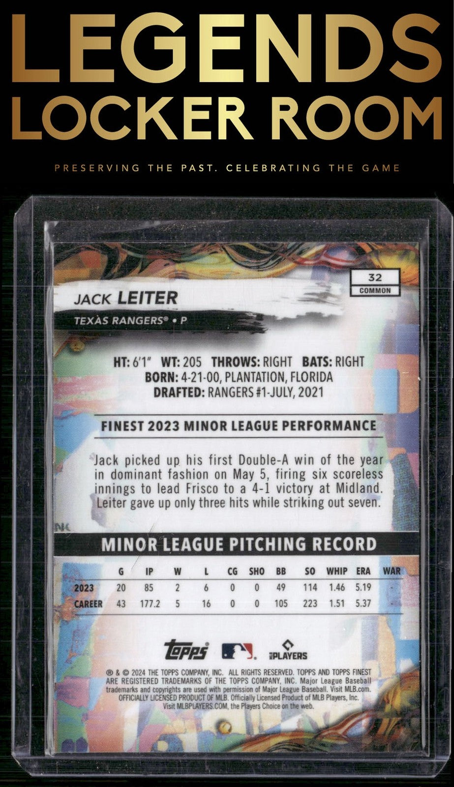 2024 Finest #32 Jack Leiter Checkerboard Refractors