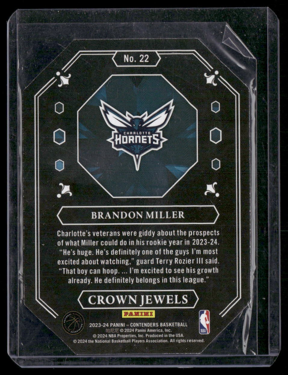 2023-24 Panini Contenders #22 Brandon Miller Crown Jewels