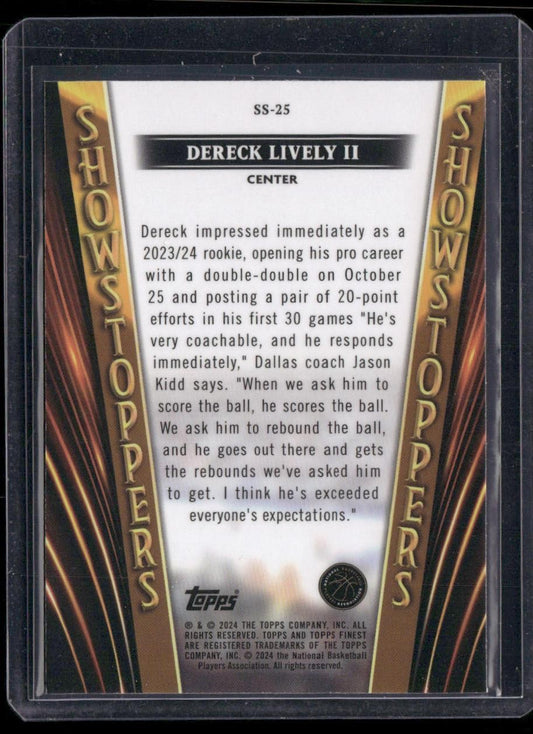 2023-24 Finest #SS-25 Dereck Lively II Showstoppers Blue Refractors #/150