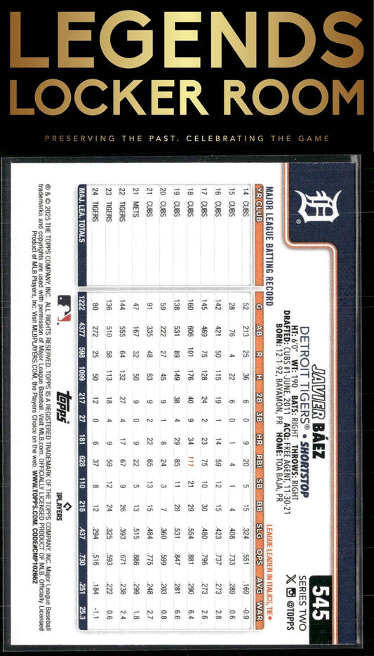 2025 Topps #545 Javier Báez Rainbow Foil