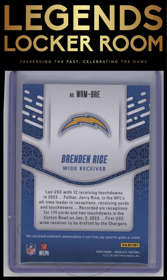 2024 Panini Absolute #WRM-BRE Brenden Rice War Room Materials Gold #/99