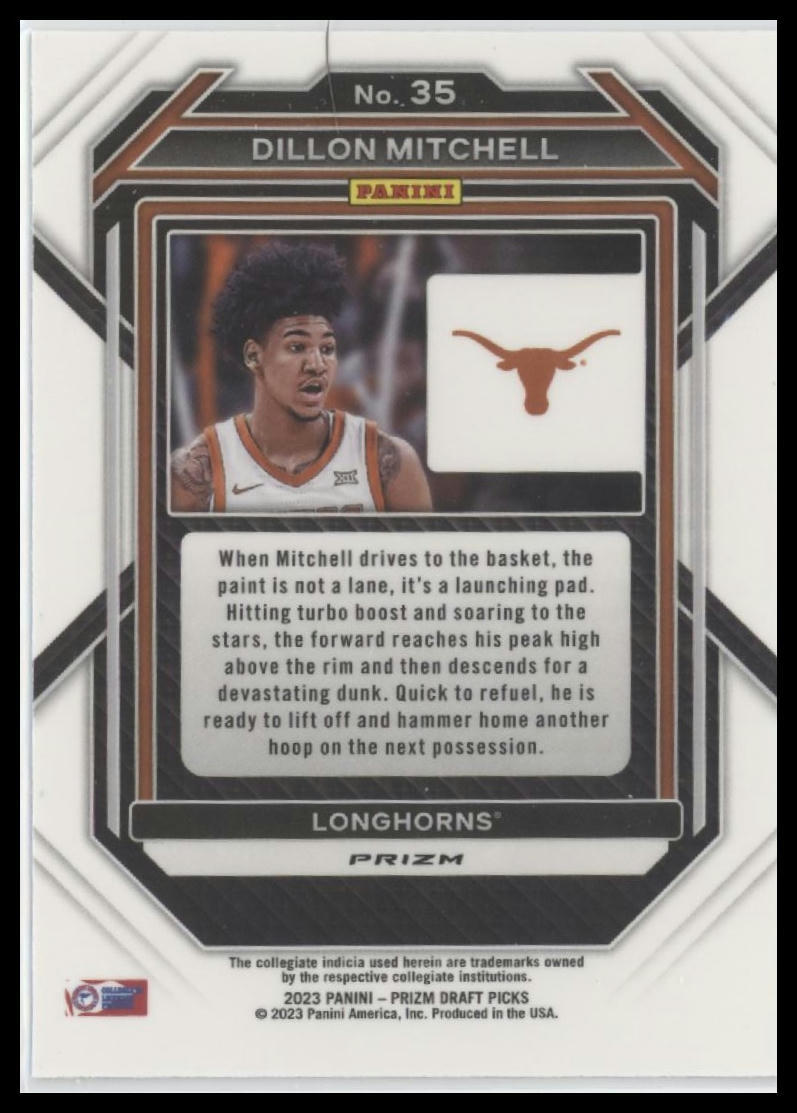 2023 Panini Prizm Draft Picks #35 Dillon Mitchell Purple Wave
