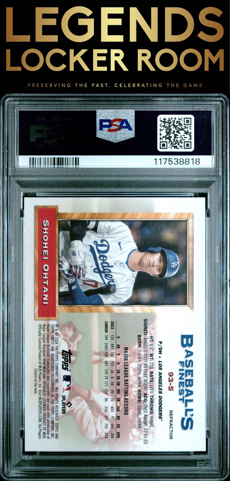 2024 Topps Finest What If 1993 Finest Prototypes Shohei Ohtani PSA 10