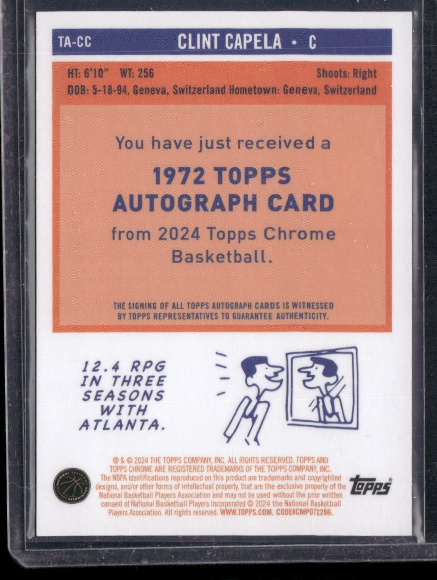 2023-24 Topps Chrome Clint Capela 1972 Topps Auto Refractors Purple PSA