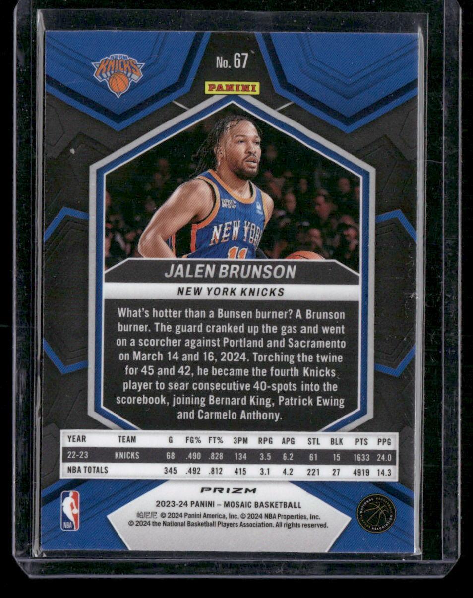 2023-24 Panini Mosaic #67 Jalen Brunson Green