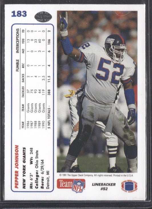 1991 Upper Deck #183c Pepper Johnson