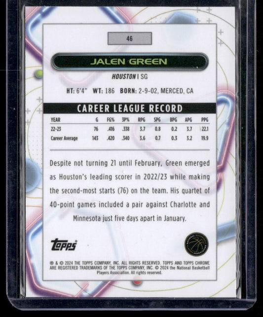 2023-24 Topps Chrome Cosmic #46 Jalen Green Pink Galaxy Refractors