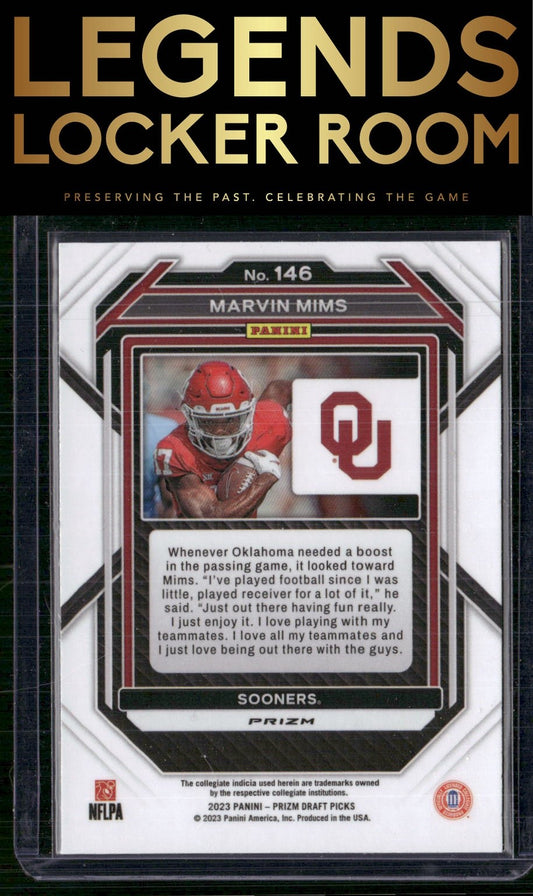 2023 Panini Prizm Draft Picks #146 Marvin Mims Prizms Snakeskin