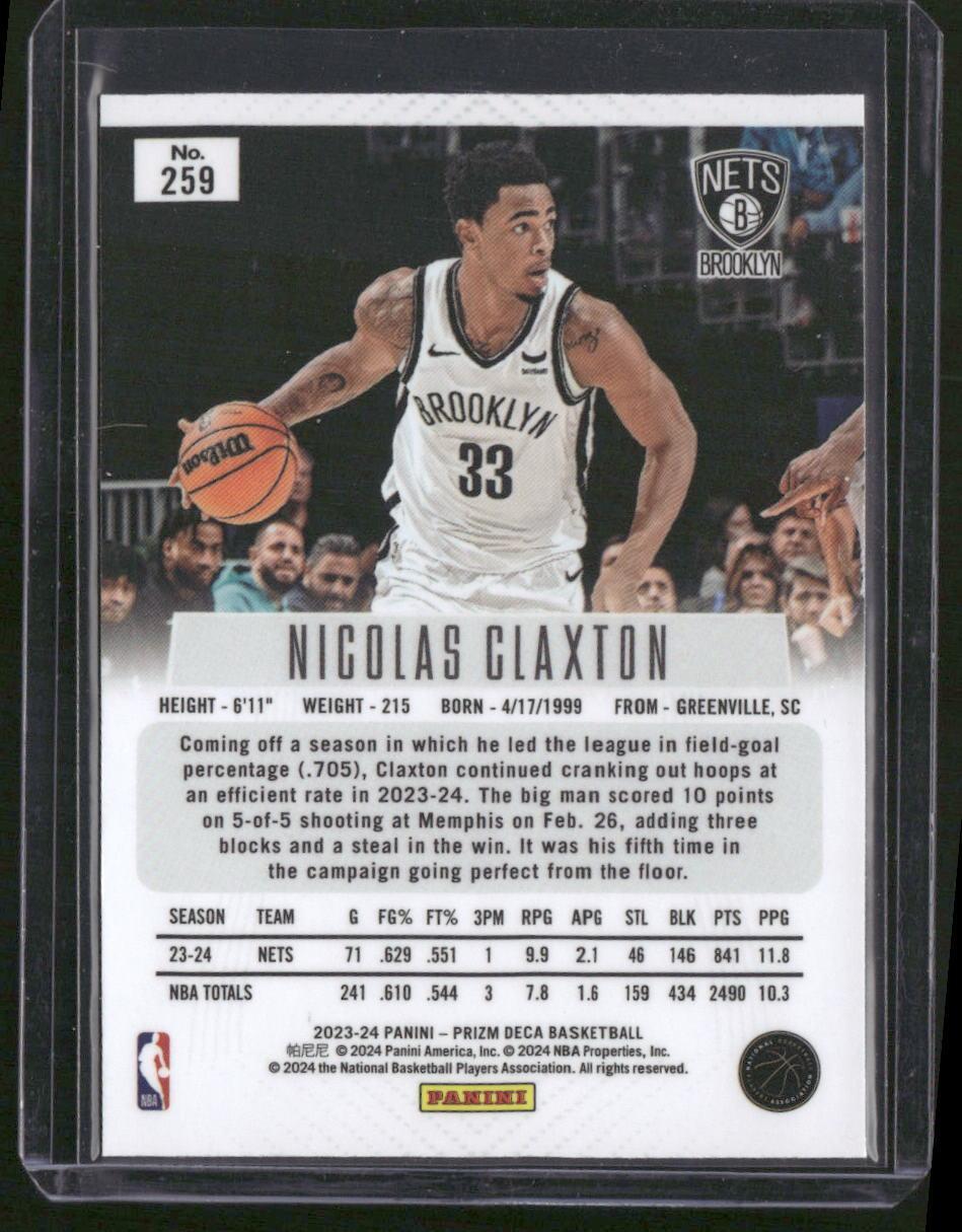 2023-24 Panini Prizm Deca #259 Nicolas Claxton