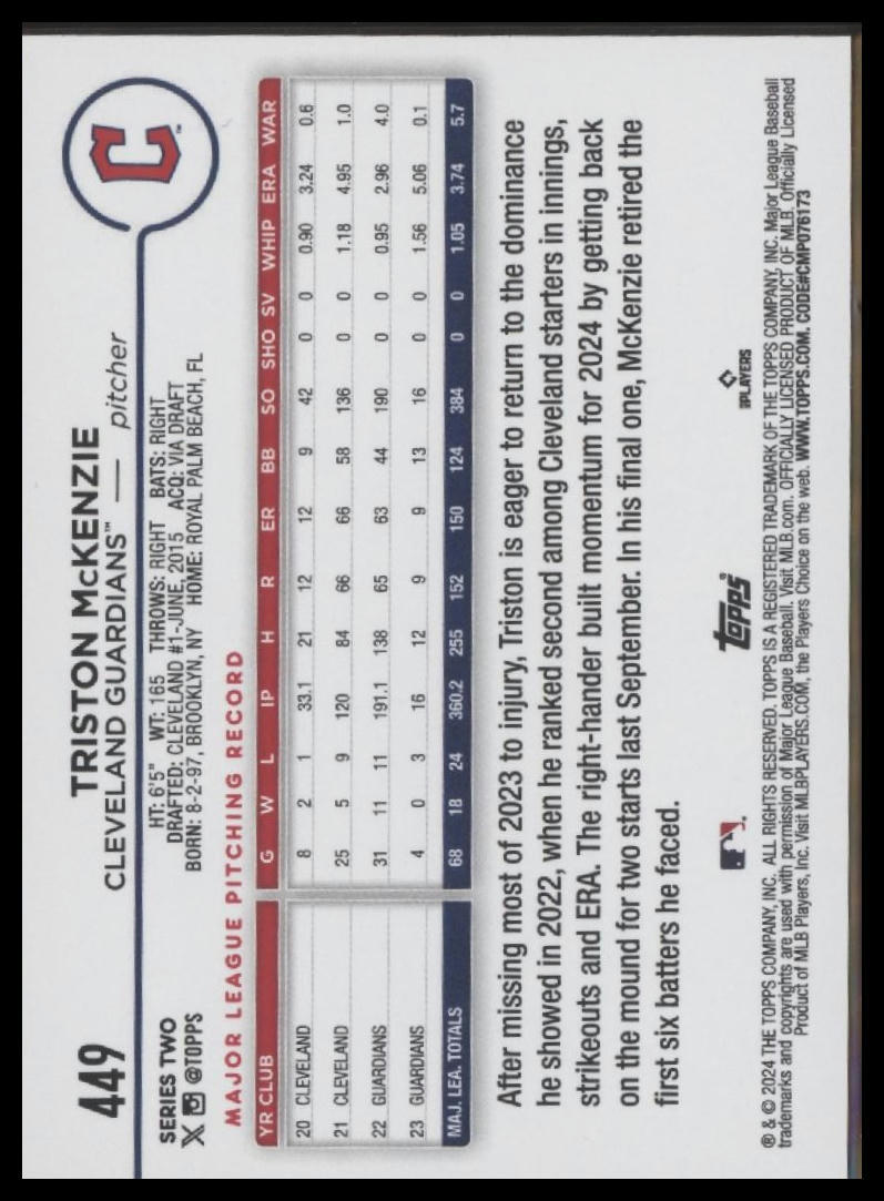 2024 Topps #449 Triston McKenzie
