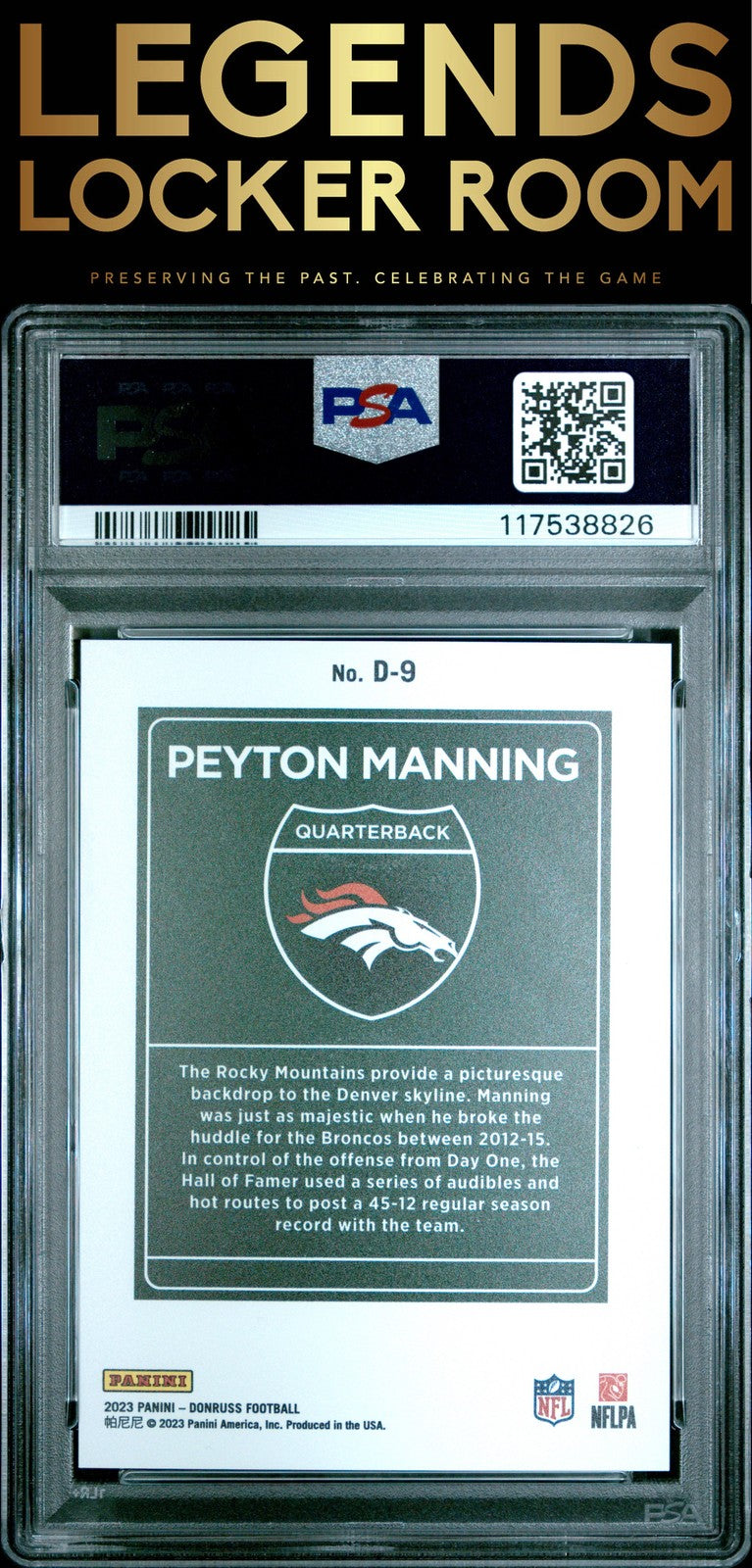 2023 Panini Donruss Downtown! #D9 Peyton Manning PSA 9