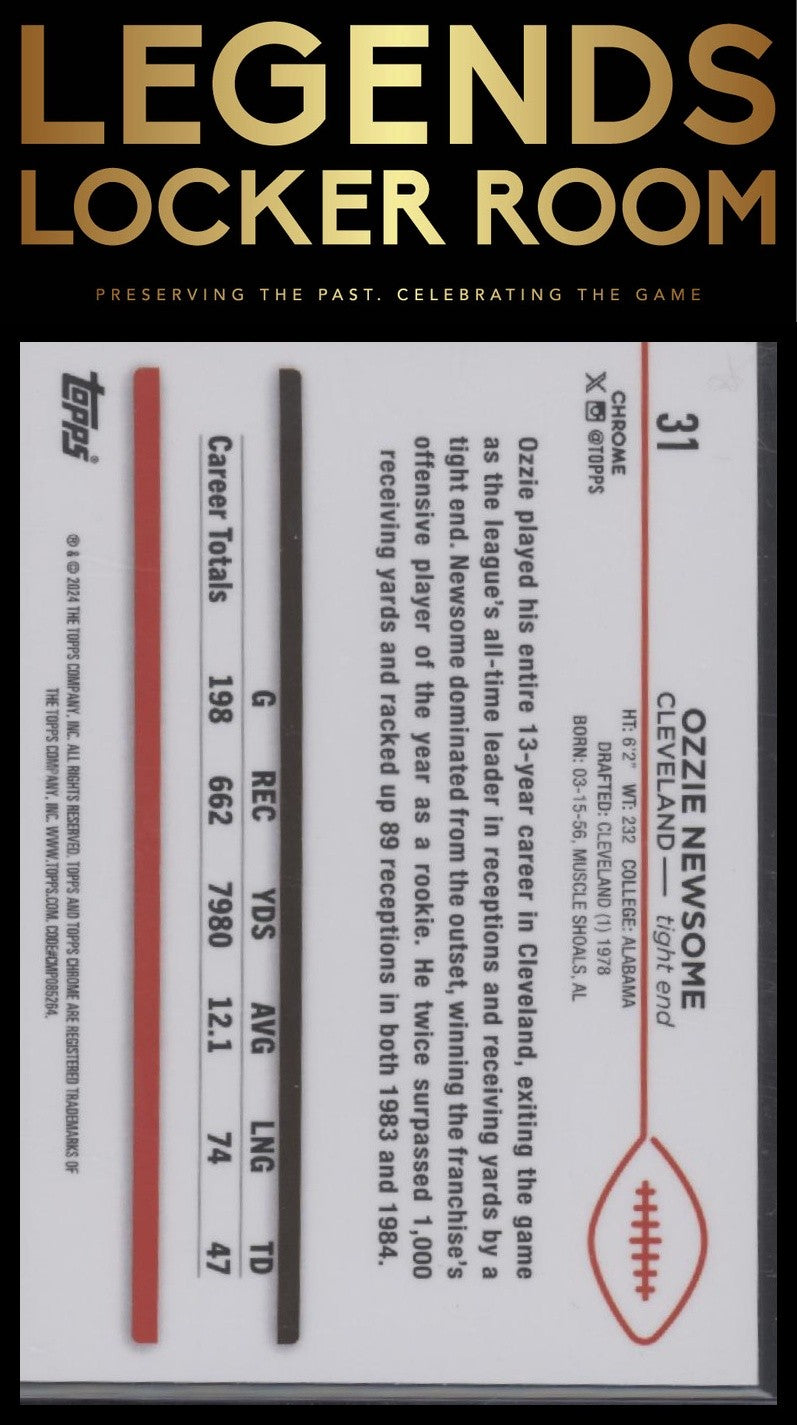 2024 Topps Chrome #31 Ozzie Newsome Green Geometric Refractor #/99