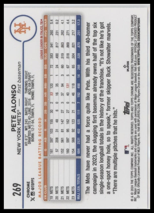 2024 Topps Chrome #269 Pete Alonso