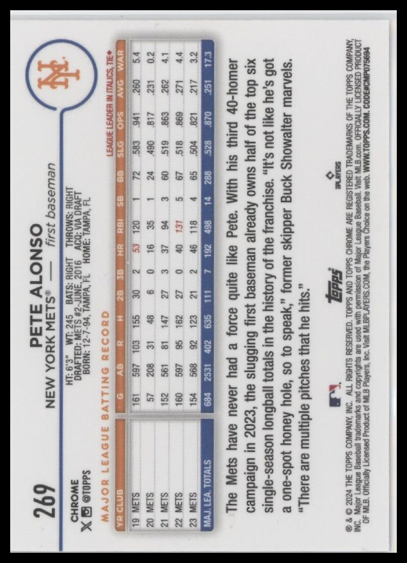 2024 Topps Chrome #269 Pete Alonso