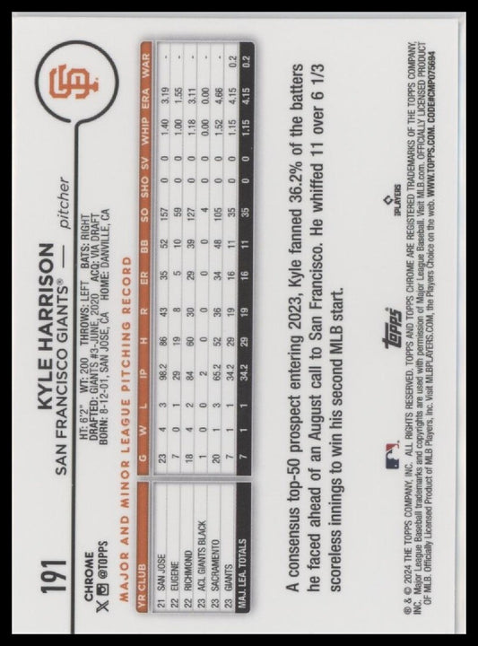 2024 Topps Chrome #191 Kyle Harrison