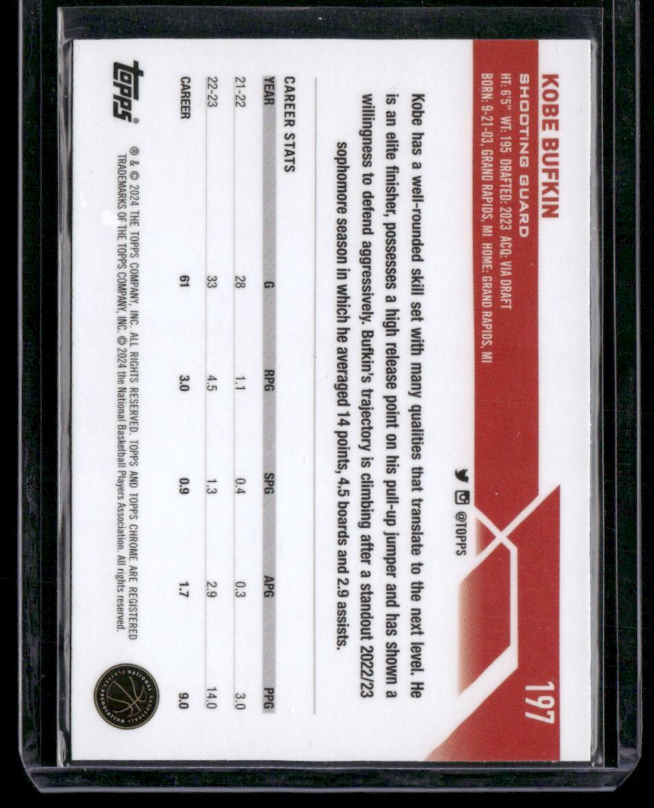 2023-24 Topps Chrome #197 Kobe Bufkin