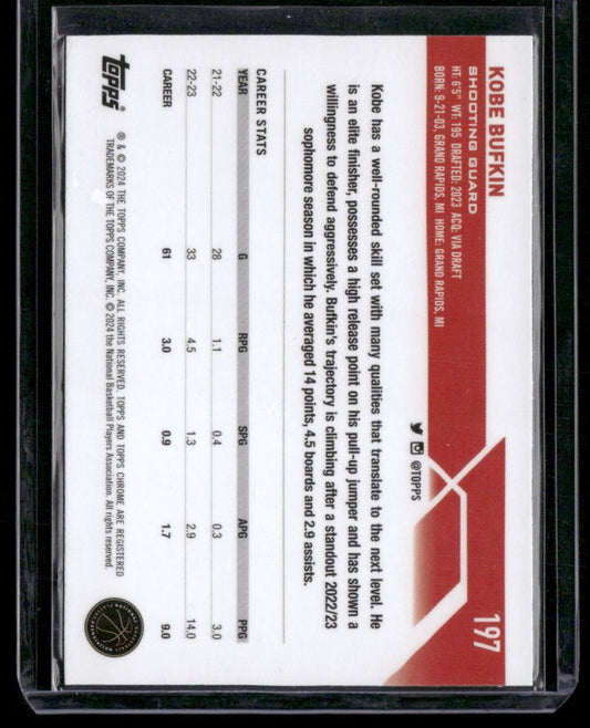 2023-24 Topps Chrome #197 Kobe Bufkin