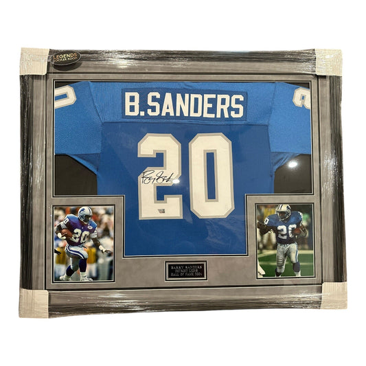 Barry Sanders Authentic Autograph Framed Jersey Detroit Lions Mitchell And Ness
