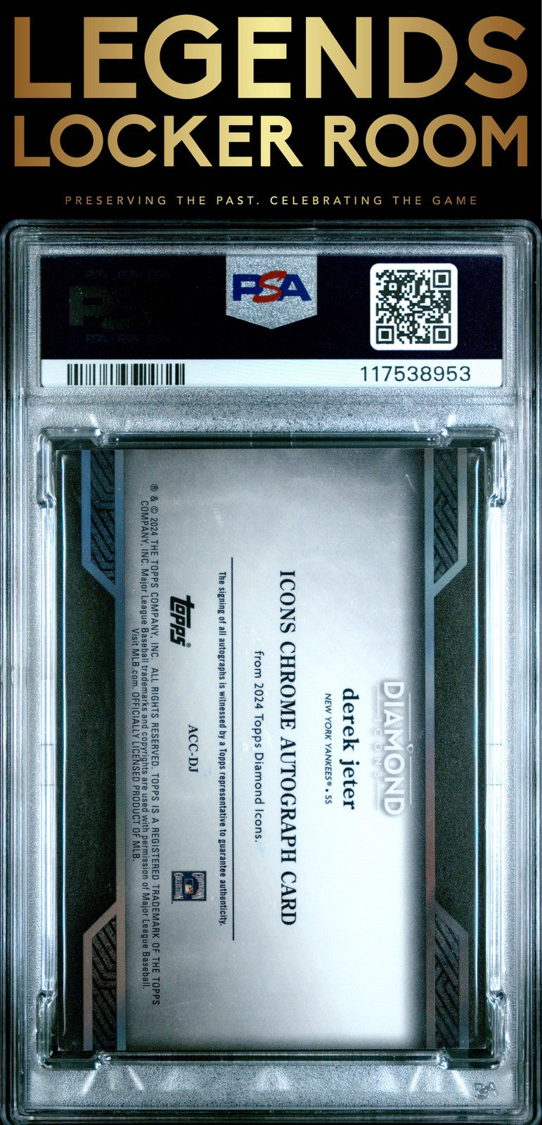 2024 Topps Diamond Icons Icons Chrome Autograph Derek Jeter Black PSA 7