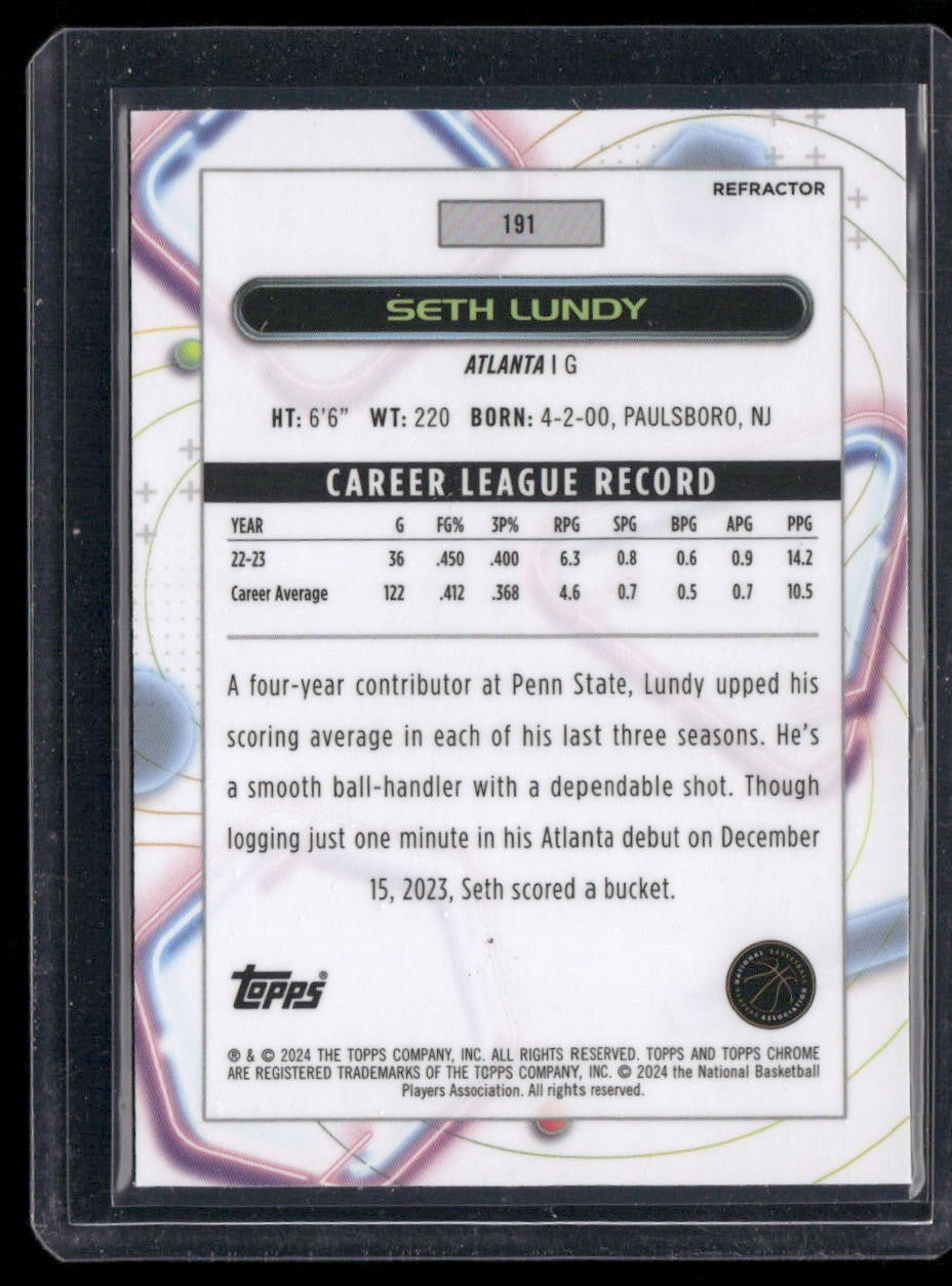 2023-24 Topps Chrome Cosmic #191 Seth Lundy Refractors