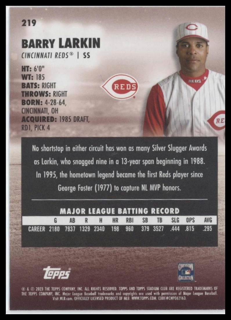 2023 Stadium Club #219 Barry Larkin