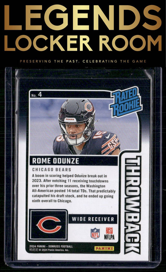 2024 Donruss #4 Rome Odunze Rated Rookies Throwback