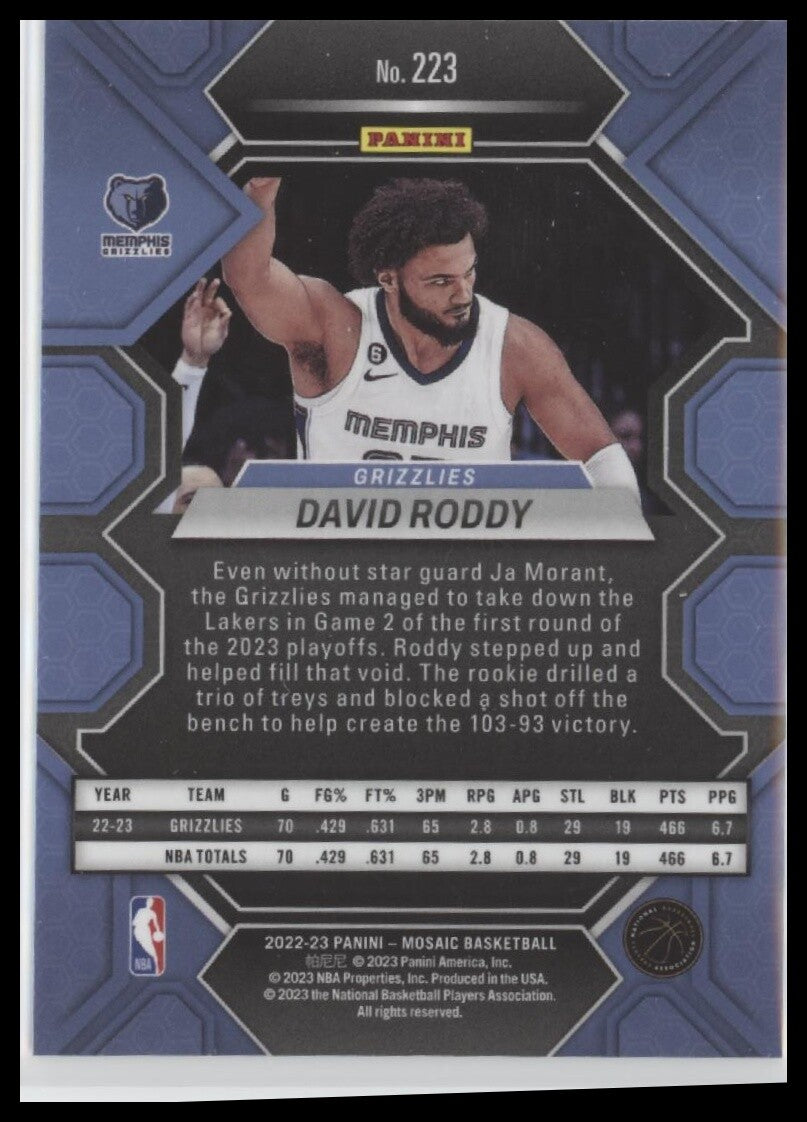 2022-23 Panini Mosaic #223 David Roddy
