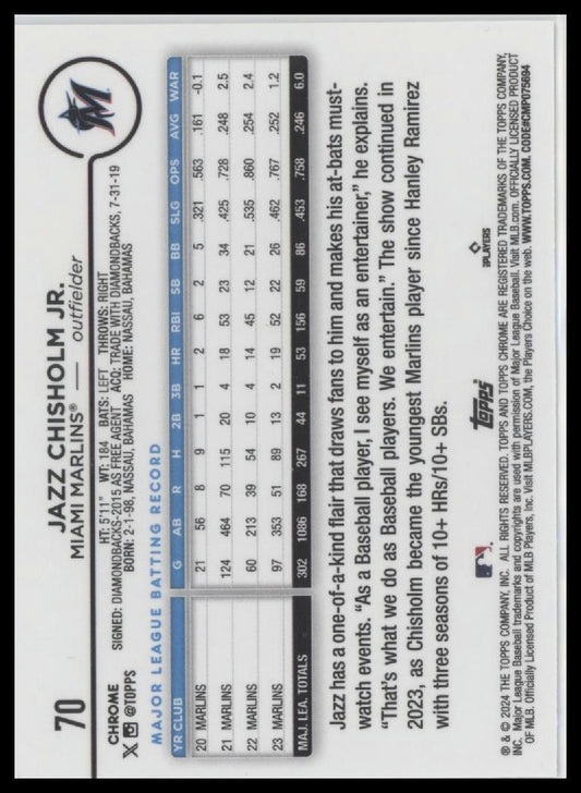 2024 Topps Chrome #70 Jazz Chisholm Jr.