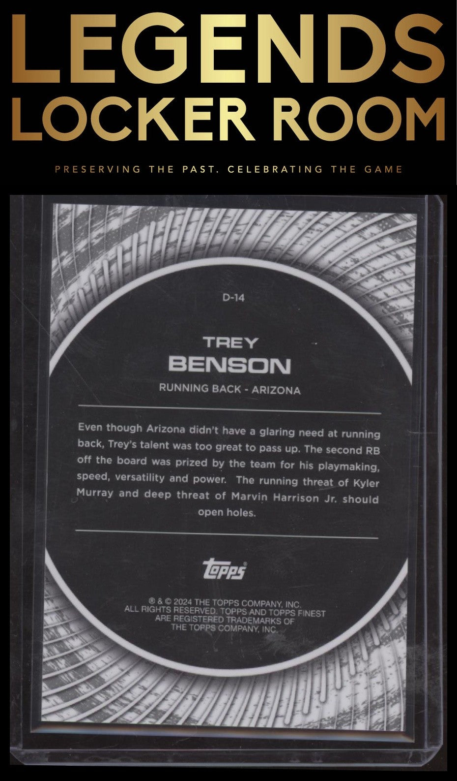 2024 Finest #D-14 Trey Benson Debut Gold Refractor #/50