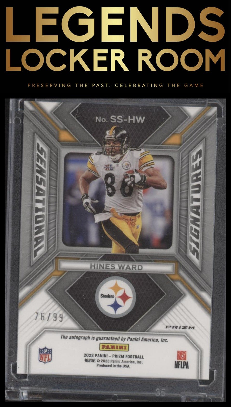 2023 Panini Prizm #SS-HW Hines Ward Sensational Signatures Prizm Blue Ice #/99