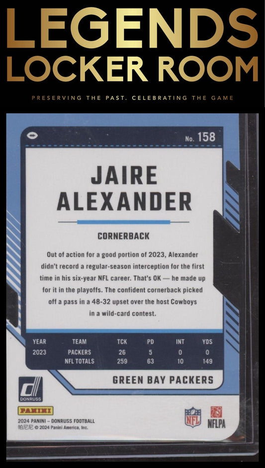 2024 Donruss #158 Jaire Alexander Press Proof Silver Die-Cut 75/75 Bookend!