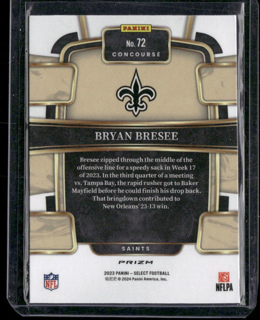 2023 Panini Select #72 Bryan Bresee Silver Prizms