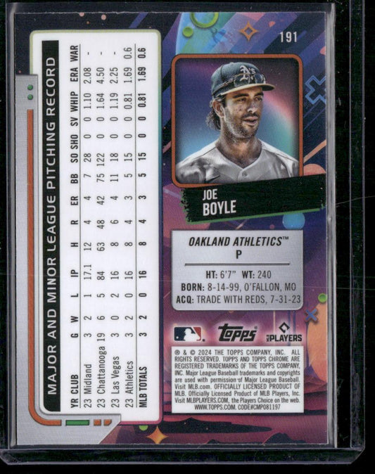 2024 Topps Chrome Cosmic #191 Joe Boyle White Hole Refractor