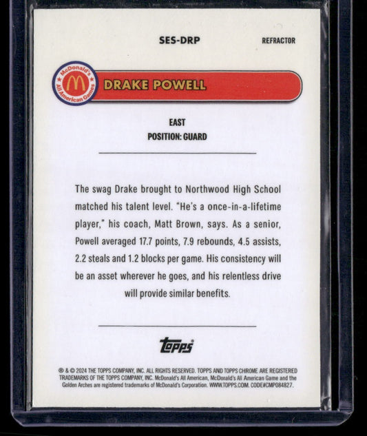 2024 Topps Chrome McDonald's All-American Drake Powell Major Stars Refractor