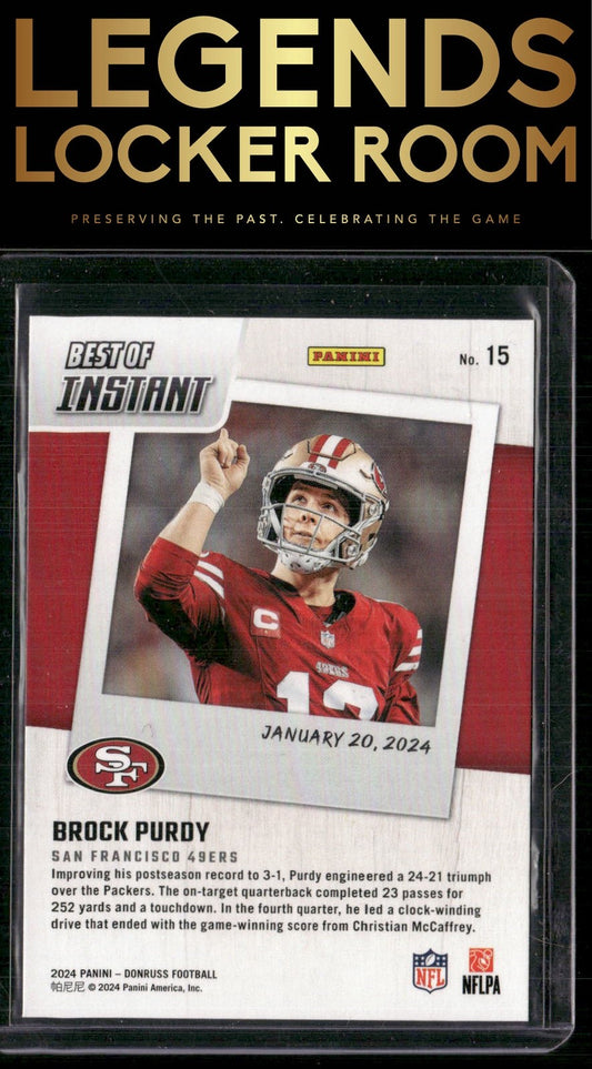 2024 Donruss #15 Brock Purdy Best of Panini Instant