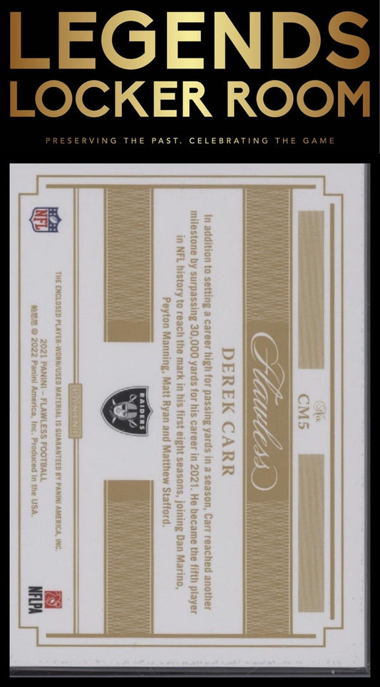 2021 Panini Flawless #CM5 Derek Carr Career Milestones #/10