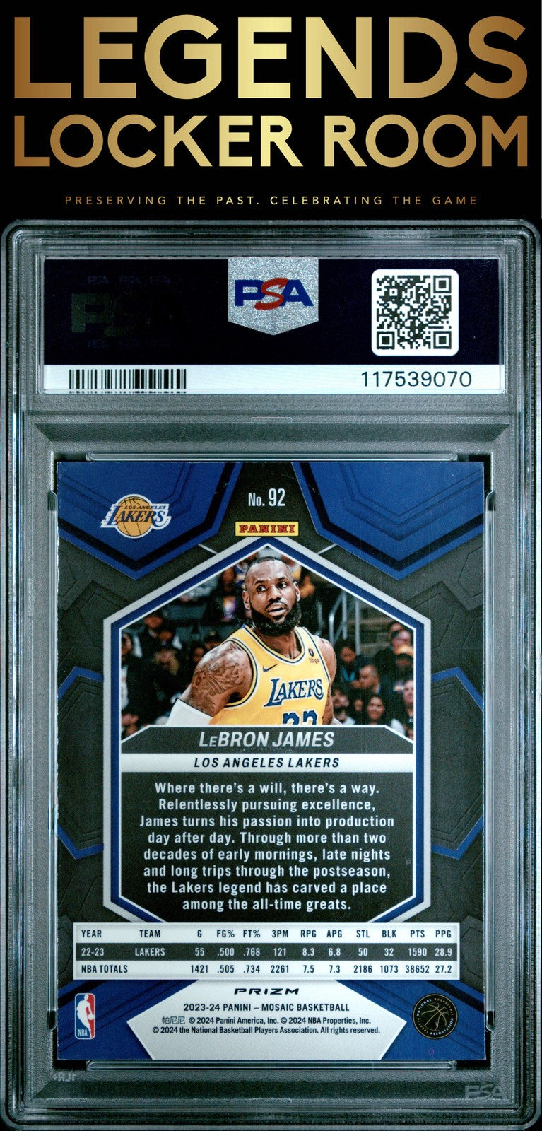 2023 Panini Mosaic #92 Lebron James Glitter PSA 8