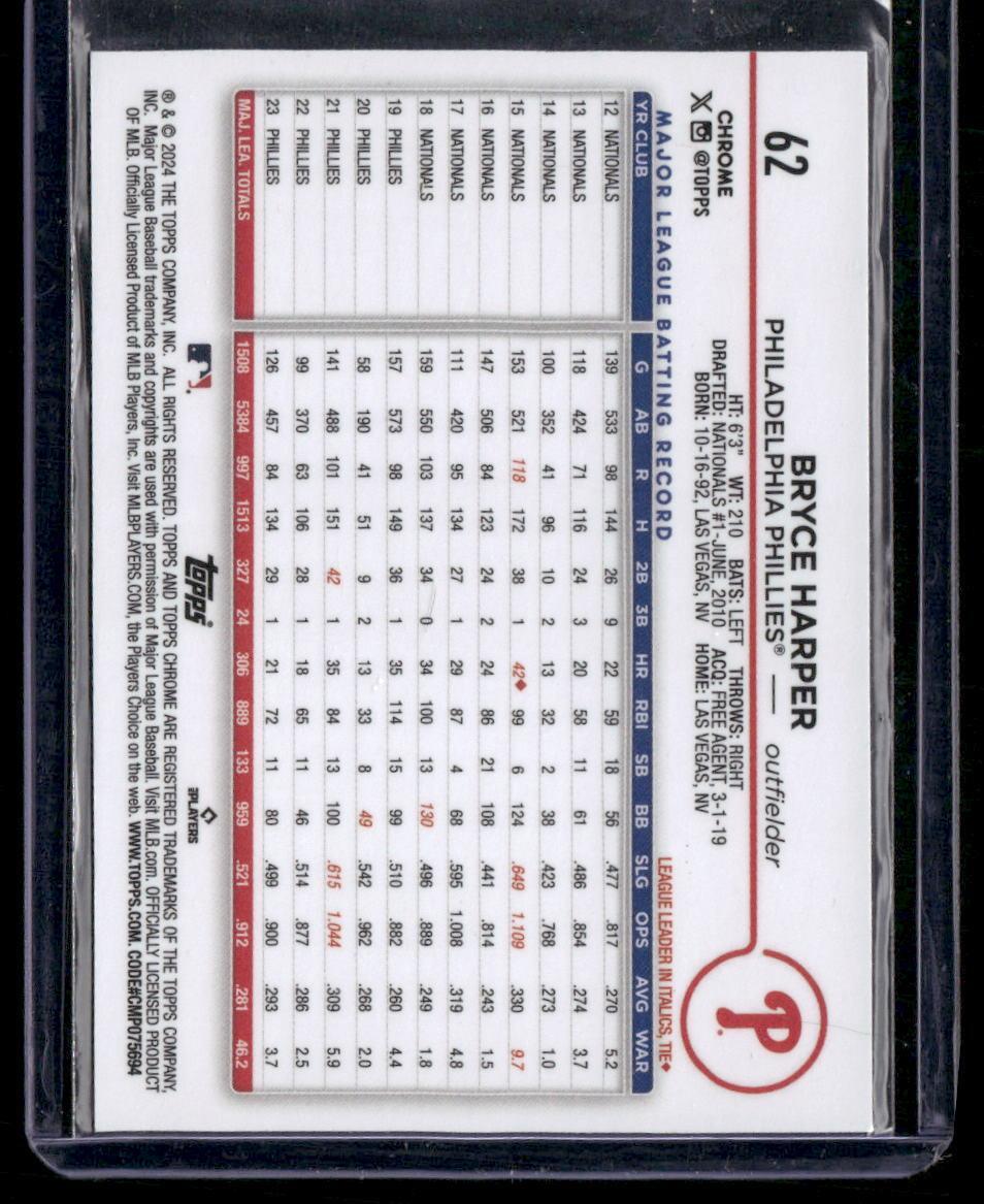 2024 Topps Chrome #62 Bryce Harper Sepia Refractors