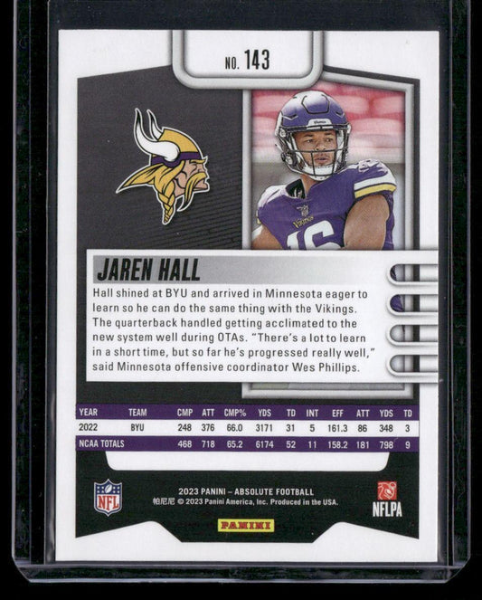 2023 Panini Absolute #143 Jaren Hall Retail