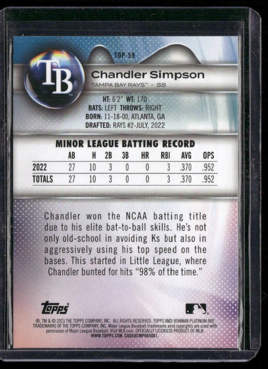 2023 Bowman Platinum #TOP-59 Chandler Simpson Top Prospects