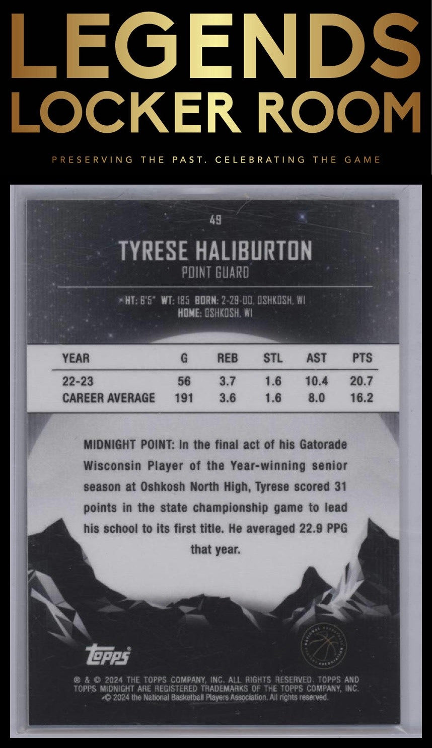 2023-24 Topps Midnight #49 Tyrese Haliburton Morning #/149
