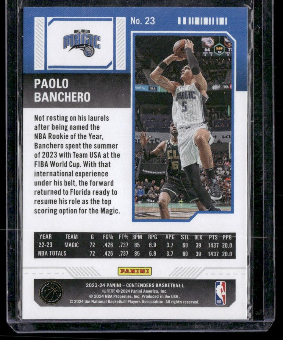 2023-24 Panini Contenders #23 Paolo Banchero