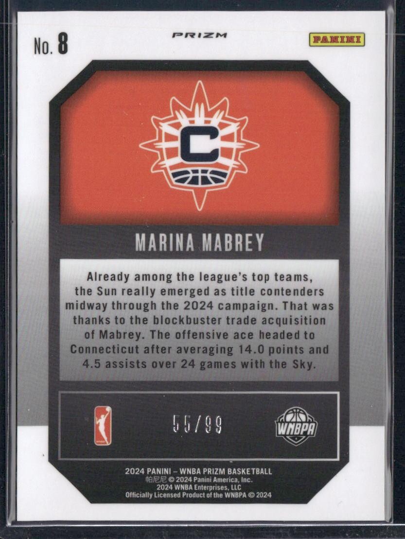 2024 Panini Prizm WNBA #8 Marina Mabrey Top Tier Prizms Red #/99