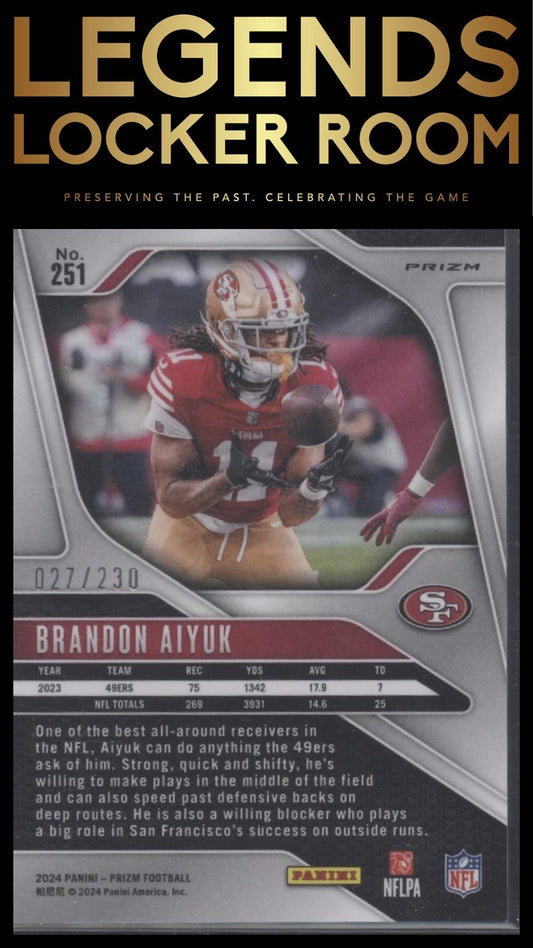 2024 Panini Prizm #251 Brandon Aiyuk Blue Wave #/230